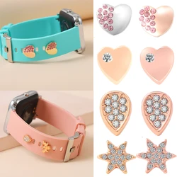 Heart Pendent Watchband Charm for Apple Strap Charms Jewelry for Iwatch Universal Silicone Watch Band Decorative Charms Nails