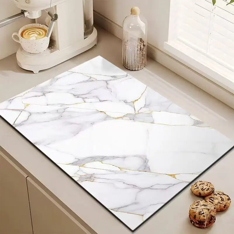 Soft Diatomite Kitchen Sink Drying Mat, Water‑Absorbent Non‑Slip Waterproof Mat for Faucet, Marble Countertop & Wash Basin