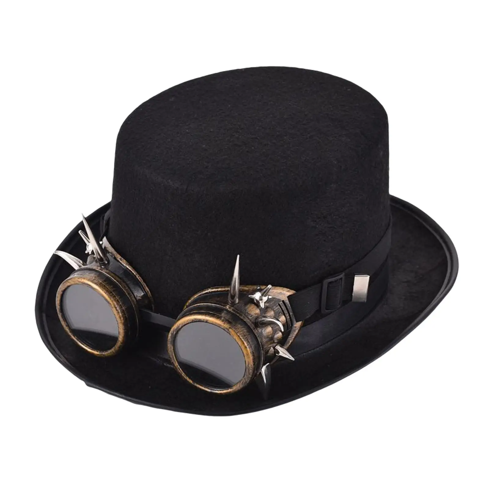 Punk Steampunk Hat with Goggles Black Top Hat Renaissance Costume Costume Party Masquerade Costume Party