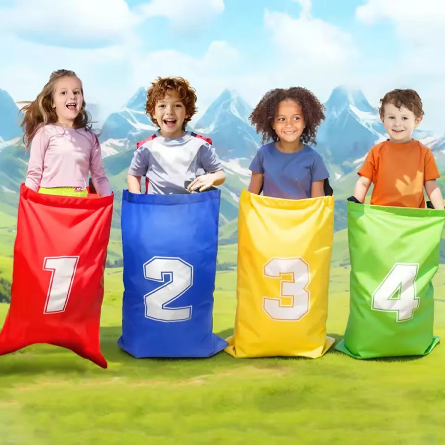 4pcs Colorful Kids Jumping Bags Foldable Lightweight Kids Field Race Bag Portable Easy To Carry Outdoor Games Outdoor Race Bags