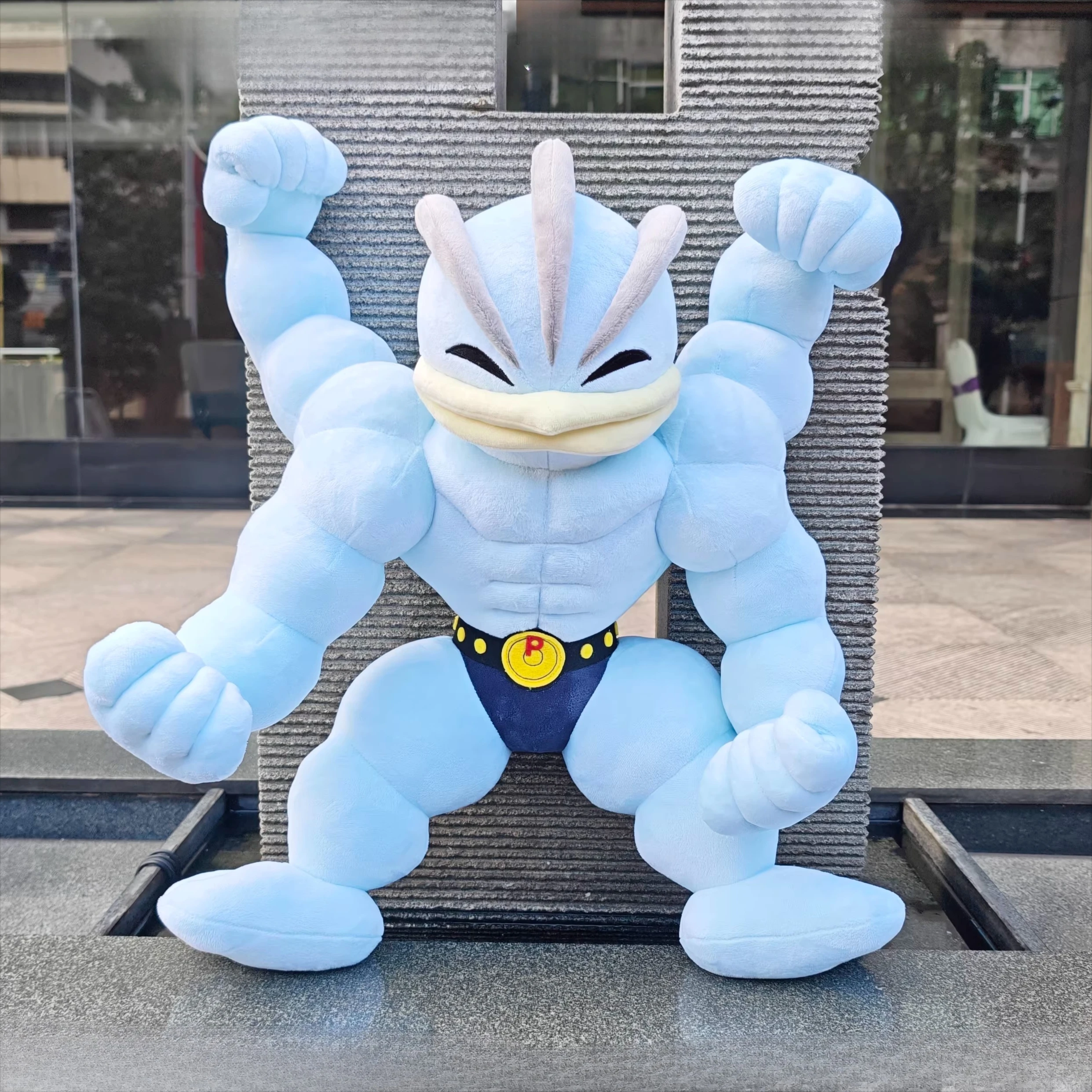 50CM Pokemon Plushies ‌Big Size Machamp Plush Cartoon Anime Mackogneur Peluche Kawaii Squishy Ornament Children's Toy Gifts