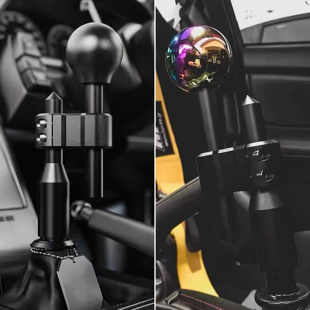 Racing H Type Shift Knob Extension Adjustable Extender Gear Shifter Aluminum With Three Adapters Black