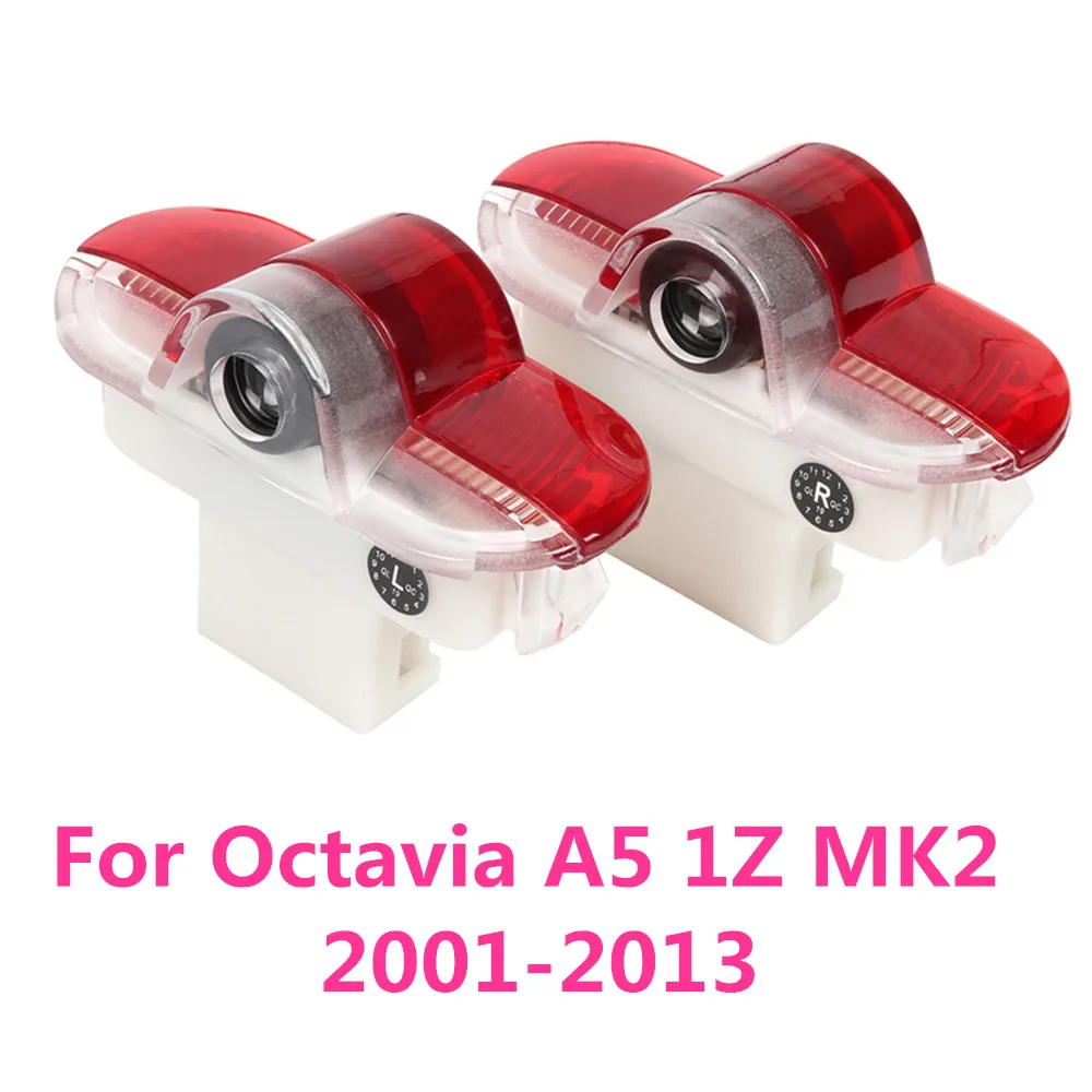 2Pcs For Skoda Octavia A5 5 1Z MK2 2001 - 2010 2011 2012 2013 LED Car Door Projector Ghost Shadow Light Welcome Lamp Accessories