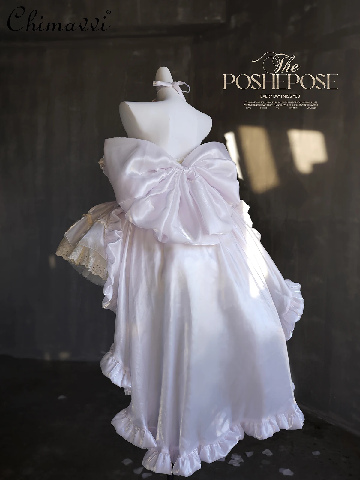 

Super Fairy Princess Pink Purple Dress Sweet Girl Women's Strapless Off Shoulder Big Bow Trailing Short Party Birthday Dresses