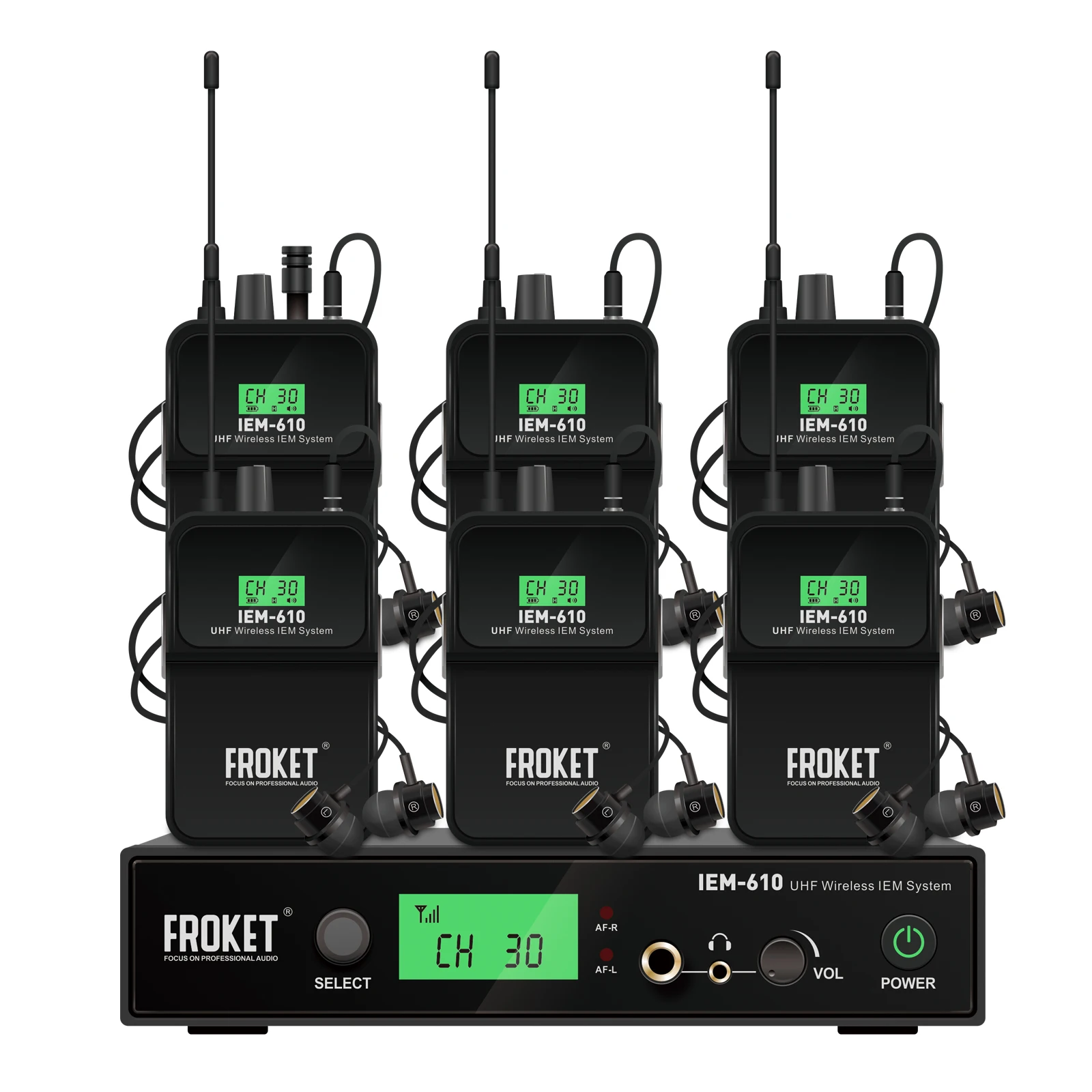 Debra UHF IEM-610 نطاق نظام المراقبة اللاسلكي داخل الأذن 80 مترًا لأداء المسرح والتسجيل والفرقة والطباخ والكنيسة