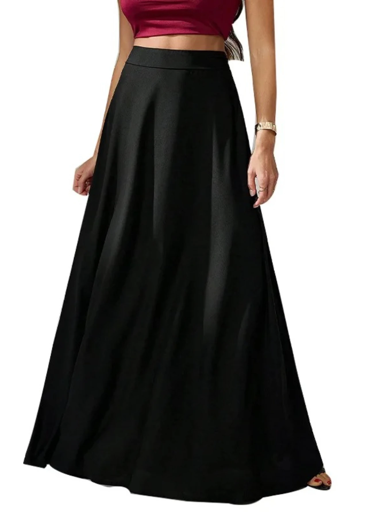 تنورة ميدي سوداء على الطراز الأوروبي والأمريكي #5