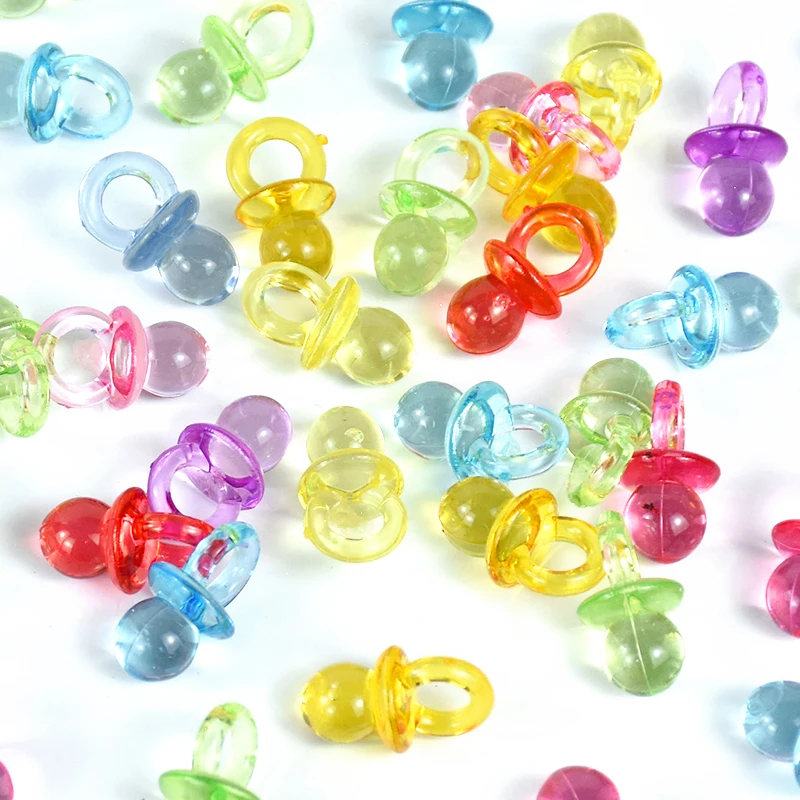 50Pcs 블루/핑크/투명 클리어 미니 젖꼭지 베이비 샤워는 소녀 소년 성별 공개 생일 케이크 장식 Christening을 선호합니다