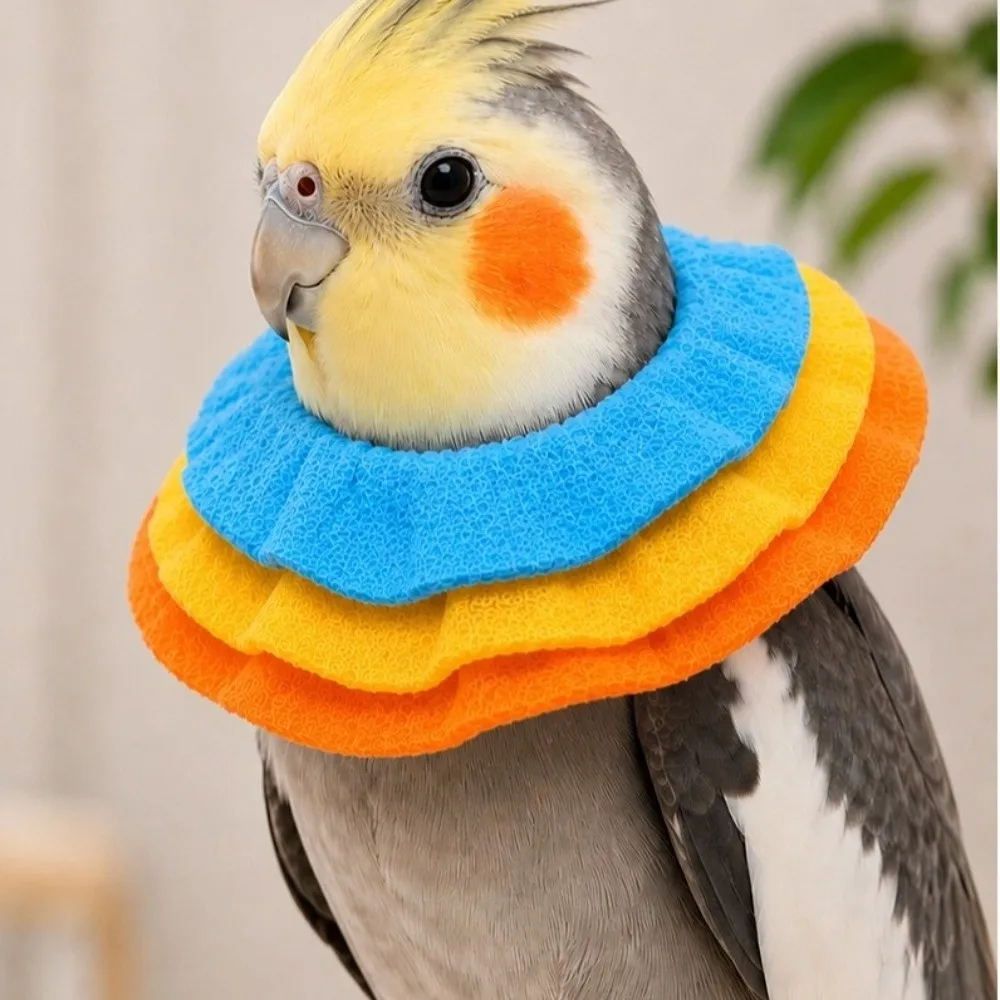 Anti-Bite Parrot Elizabethan Collar Comfortable Soft Anti Lick Recovery Collar Breathable Colorful Bird Neck Sleeve