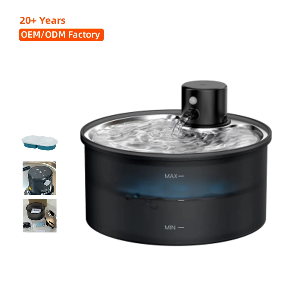 st New Series Petwant 3L Stainless Steel Battery Operated Automatic Pet Cat Drinking Water Fountain for Outdoor Indoor