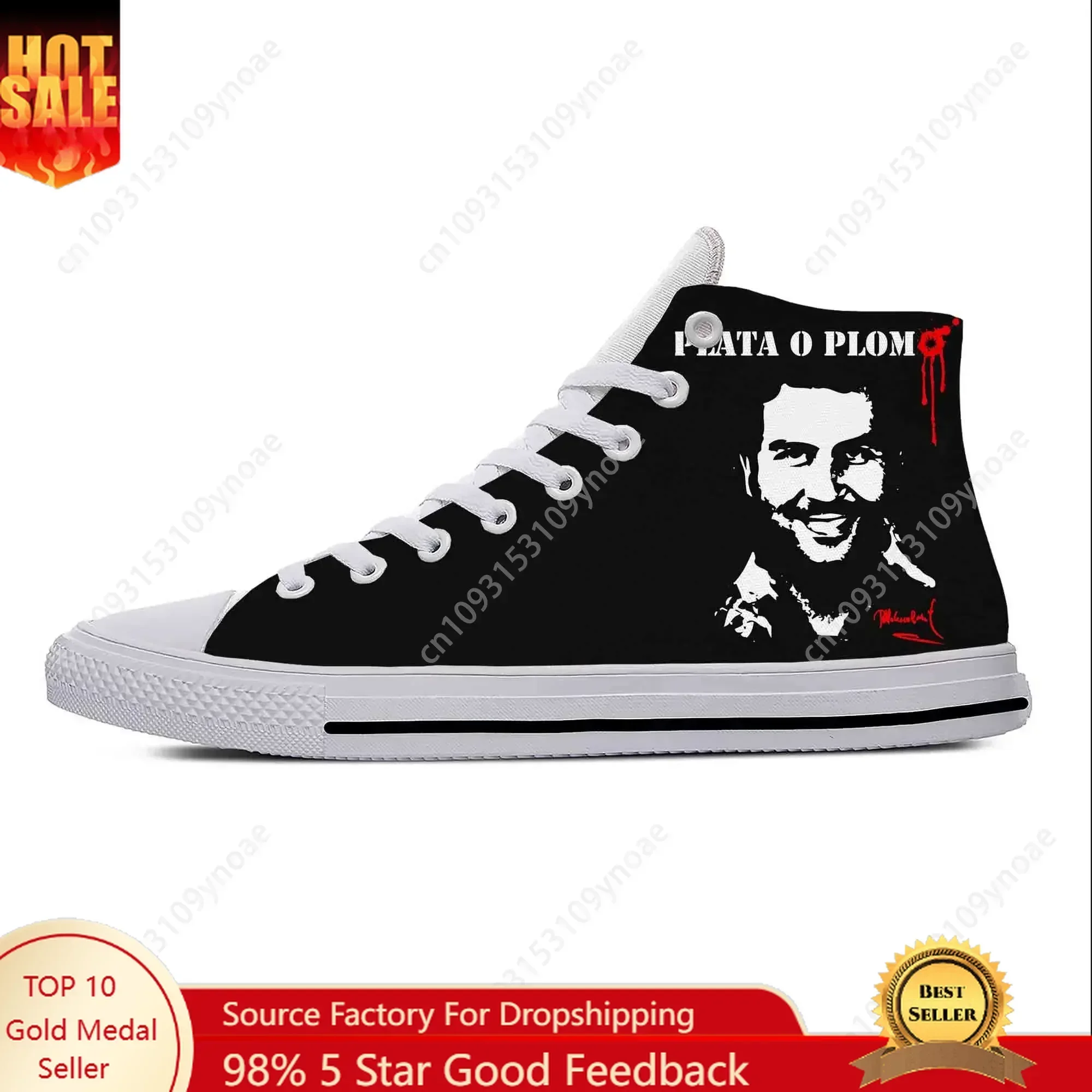 Anime Cartoon Manga Narcos Pablo Escobar Fashion Casual Cloth Shoes High Top Lightweight Breathable 3D Print Men Women Sneakers