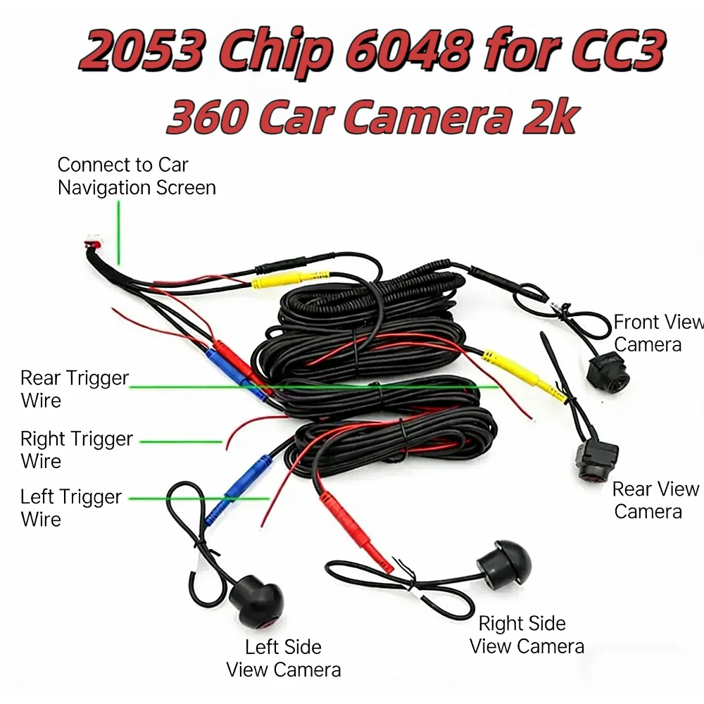 

Car Camera 2053 Chip 6048 Lens AHD 360° 1080P/720P Rear View Camera for CC3 CC6 Radio Player