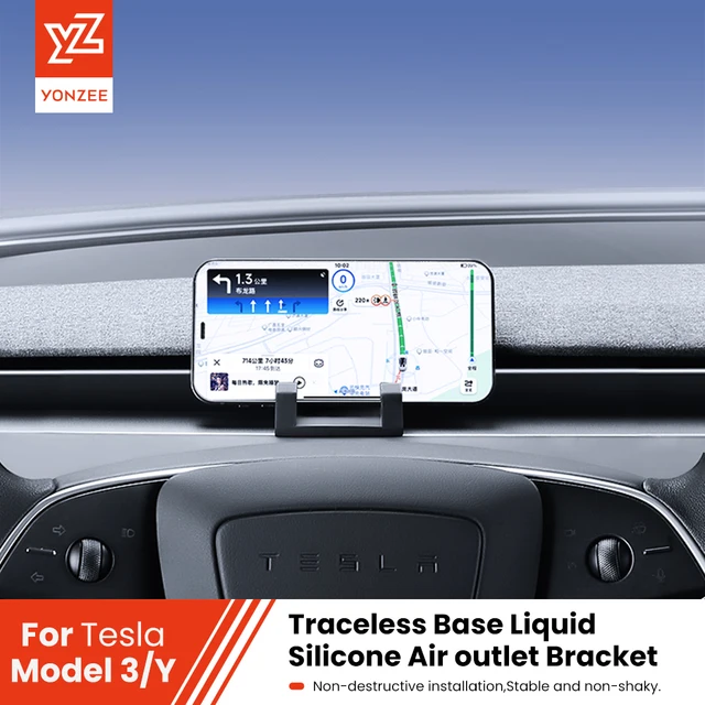 YZ For Tesla Model 3 Y Highland Juniper Uchwyt samochodowy na telefon Air Vent Clip Stojak na telefon komórkowy w samochodzie Płynny silikonowy wylot powietrza