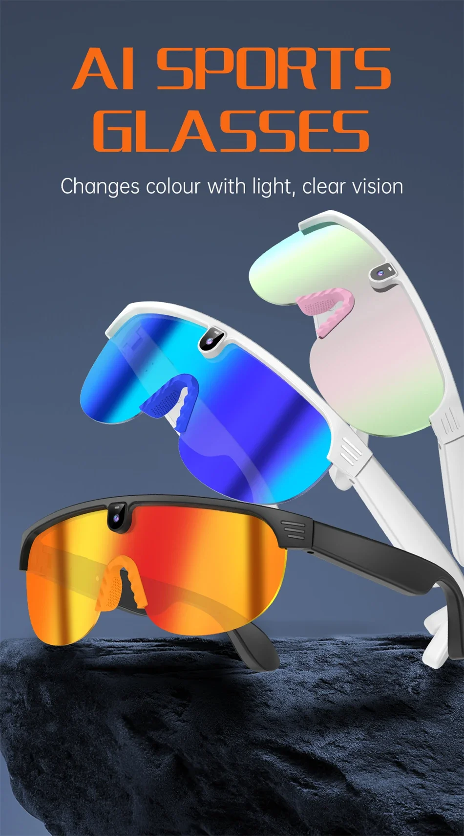 

Men’s Cycling AI Smart Sunglasses, Built‑in Video Camera, Real‑Time Translation & Bluetooth Calling