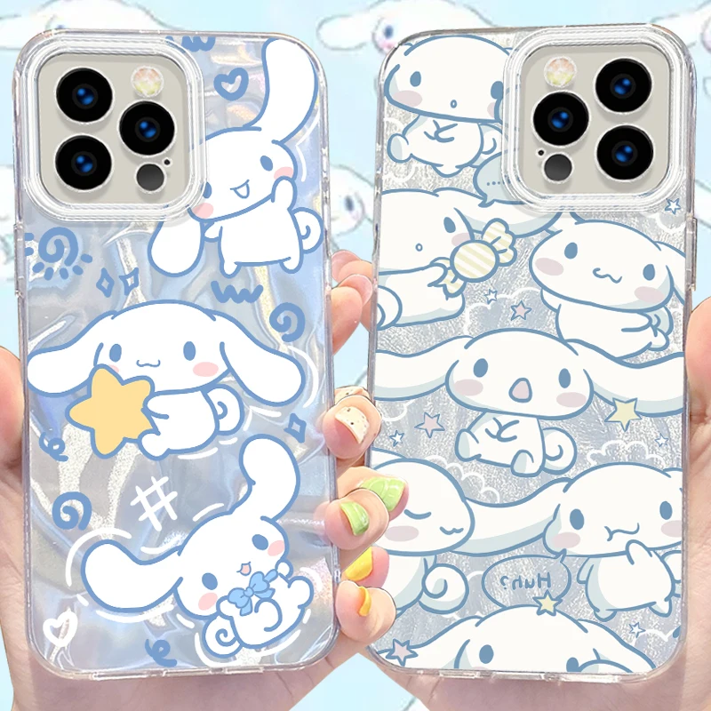 Cartoon Sanrio Cinnamoroll Case for iPhone 16 15 14 13 12 11 Pro Max XR XS X 8 7 6S 6 Plus SE 2020 2022 Shockproof Cover Funda