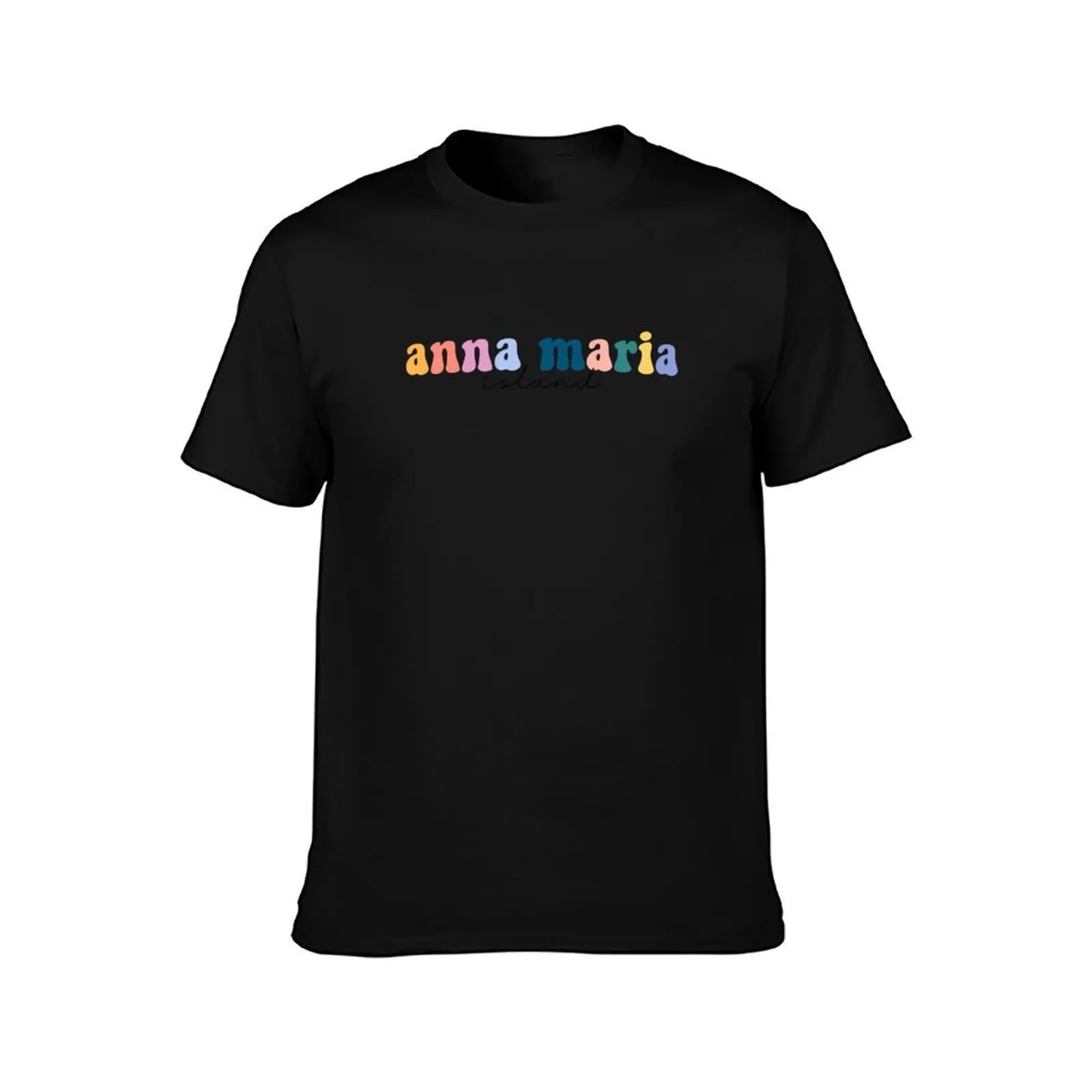 Anna Maria Island Florida Groovy Rainbow Pastel Lettering T-Shirt, Summer Casual Cotton Tee, Oversized Streetwear Tops
