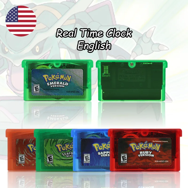 

GBA 1M Flash RTC Pokemon Ruby/Sapphire/Emerald/FireRed/LeafGreen Картридж для видеоигр Высококачественная американская версия для GBA SP