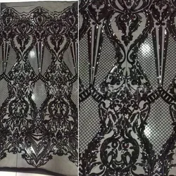 Tela de encaje de red de lentejuelas africanas, malla francesa bordada de alta calidad para vestido de fiesta nigeriano, 13 colores