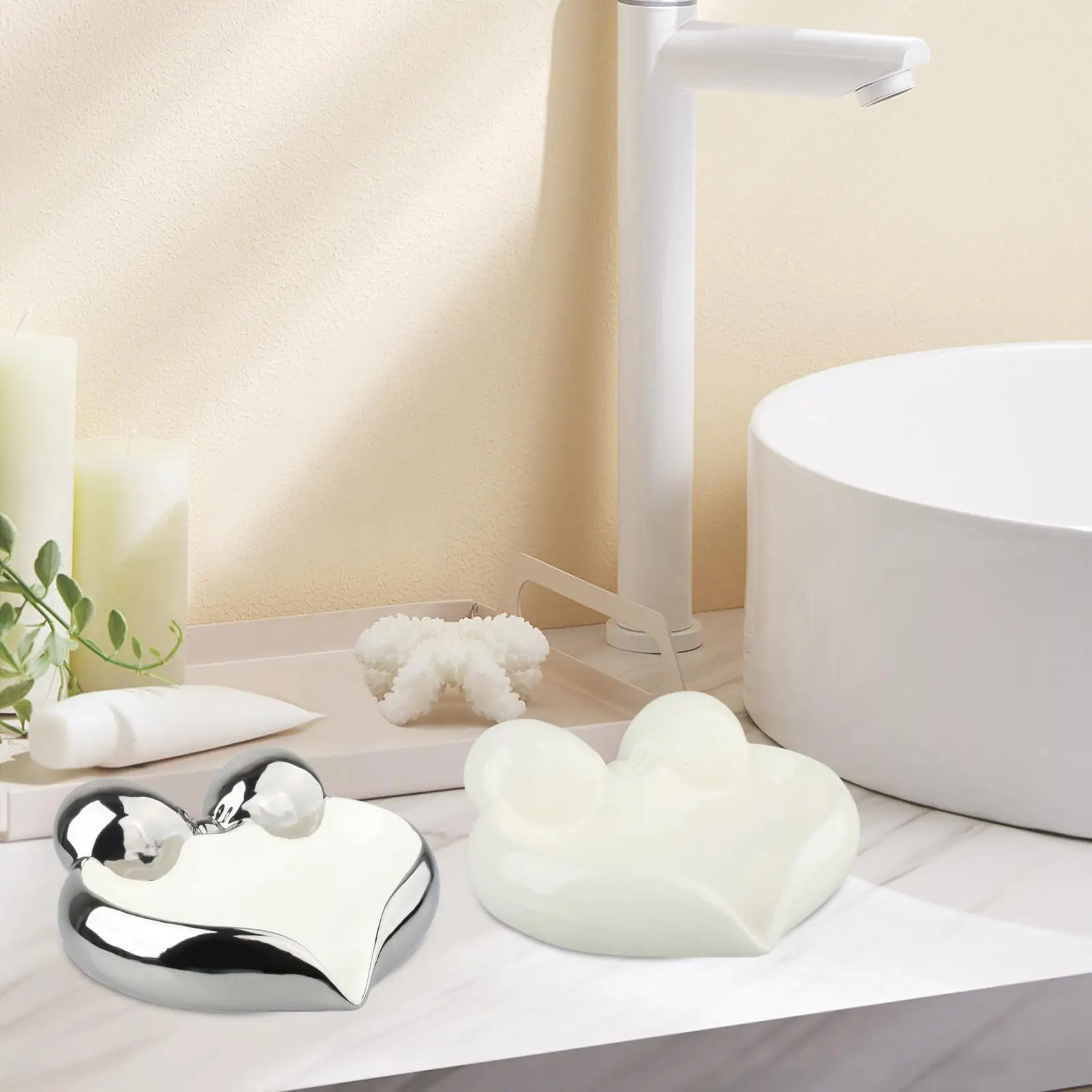 Boîte en céramique portable en forme de cœur lisse Regina, support pour douche à domicile, cuisine, décoration d'intérieur, ining d'auto-proximité