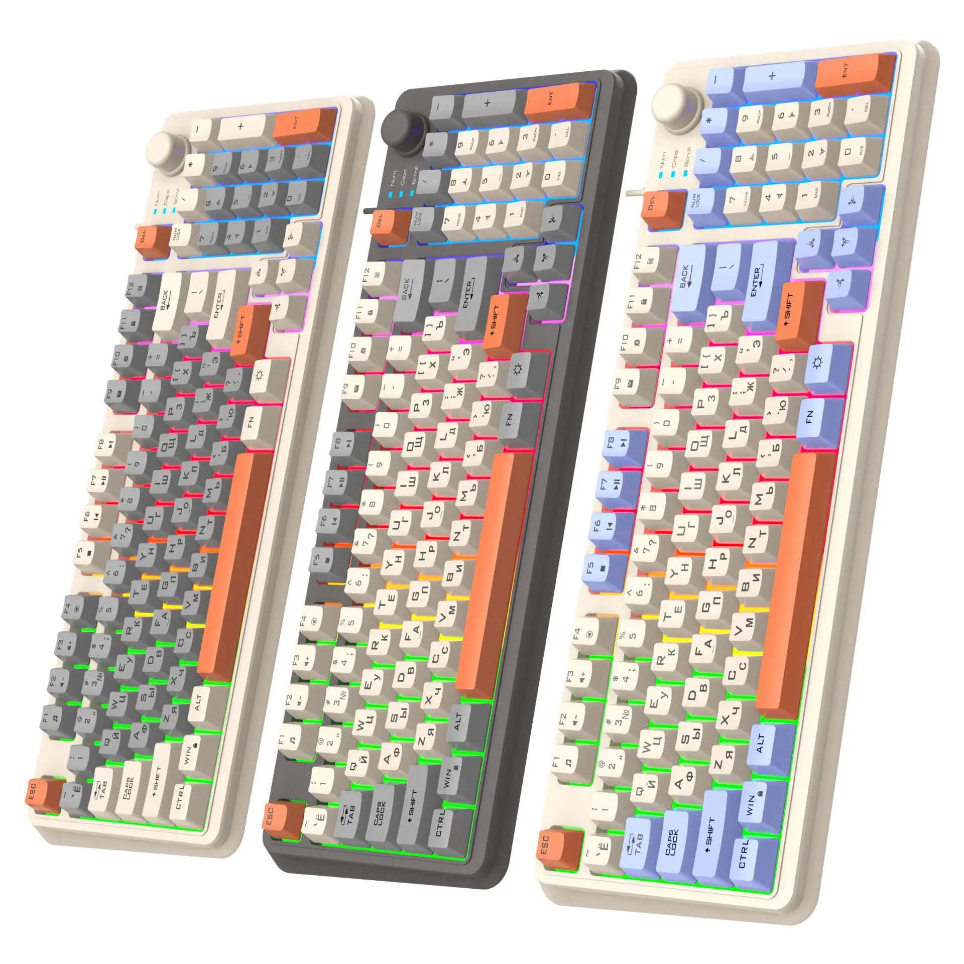 K820 Russian Layout Keyboard with Three Colored LED Wired Mechanical Touch Feel Desktop Computer Office Game Keyboards Mouse set