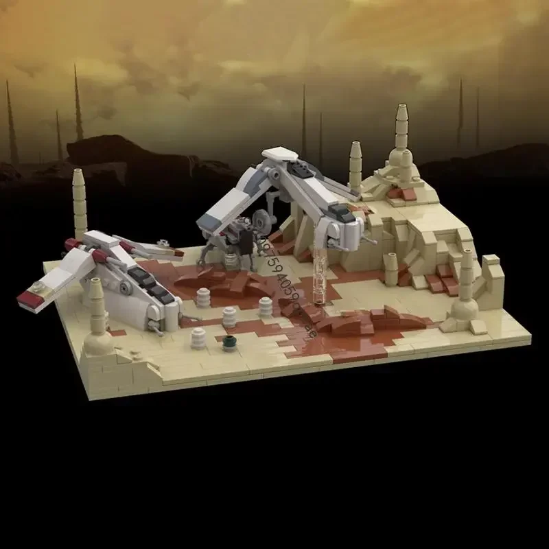 

New 700Pcs Famous Star Battle Movie Moc Gunship Dropship At-Te Model Custom Puzzle Diy Creative Ideas Kid Toy Birthday Gift