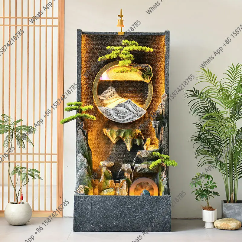 Small courtyard water system flowing water ornament  wheel circulating  courtyard screen wall rockery floor water feature