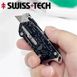 Swiss Tech Taschen-Allzweckmesser, Multitool, 2-in-1, Auspacken, Messerschneider, Boxöffner, Papierschneiden, EDC, multifunktionales Werkzeug