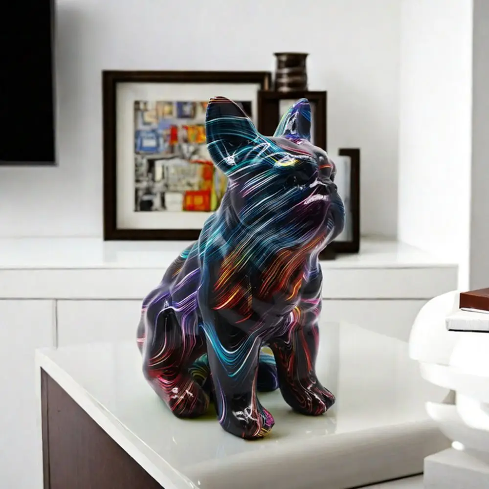 Estatua Bulldog Francés con Graffiti Kawaii, Mini estatua perro colorida dibujos animados, durara