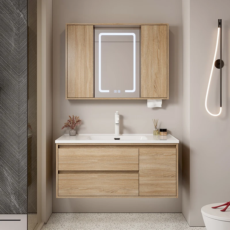 

9 Вт зеркальный шкаф для ванной комнаты фэн-шуй, встроенная керамическая раковина, скрытое отверстие для бумажных полотенец, унитаз, умывальник, умывальник, умывальник, стол Fixe