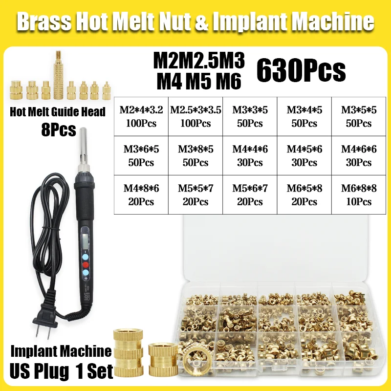 Messing-Wärmeeinsatzmutter 60W Lötkolben-Set mit Einstellbarer Temperatur LCD-Lötwerkzeug Kupfermuttereinsätze für 3D-Drucker-Zubehör – Detail 19