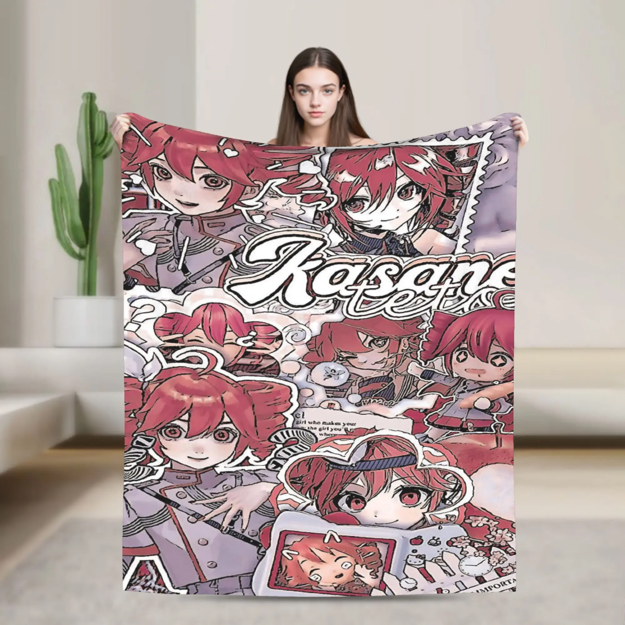 Anime Kasane Teto Flannel printed blanket suitable for all seasons suitable for living room office sofa and travel 180x250CM
