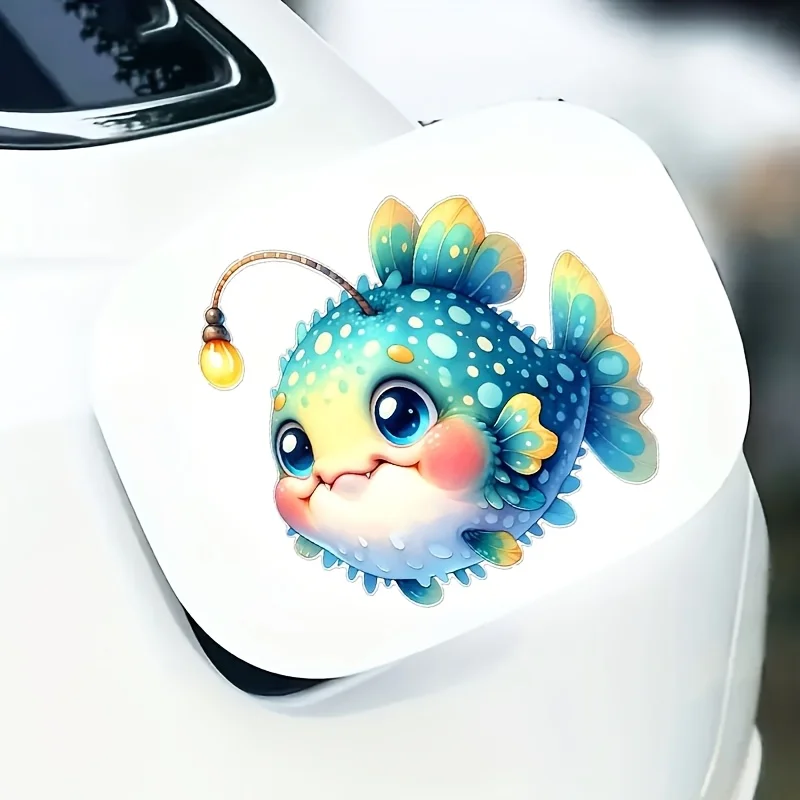1pc Cute Cartoon Anglerfish Vinyl Sticker, Waterproof Decal for Car, Laptop, Water Bottle & Daily Use