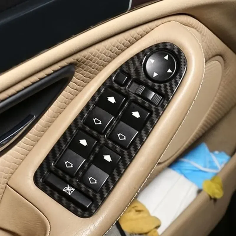 

Car For BMW 5 Series E39 1996-2003 LHD Door Window Glass Lift Switch Panel Frame Carbon Fiber Color Sticker Interior Accessories