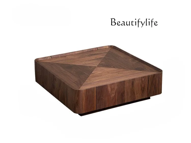 

Minimalist North American Black Walnut Solid Wood Coffee Table Square Storage Nordic Furniture Modern Minimalist Square Table