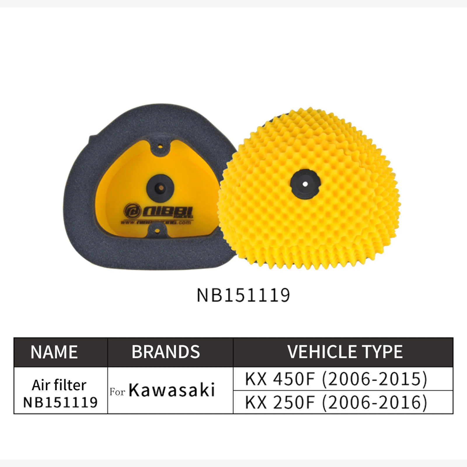 NIBBI Motorrad-Schaumluftfilter für Suzuki RMZ 450 Honda CRF 250 Kawasaki KX 250/450 F 2016-2022 Dirt Bike Luftreiniger – Detail 2