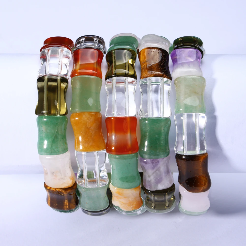 Mixed 7 Natural Chakra Beads Bangle 12*15mm Healing Crystal Bracelet For Jewelry Making DIY Handmade or Gift