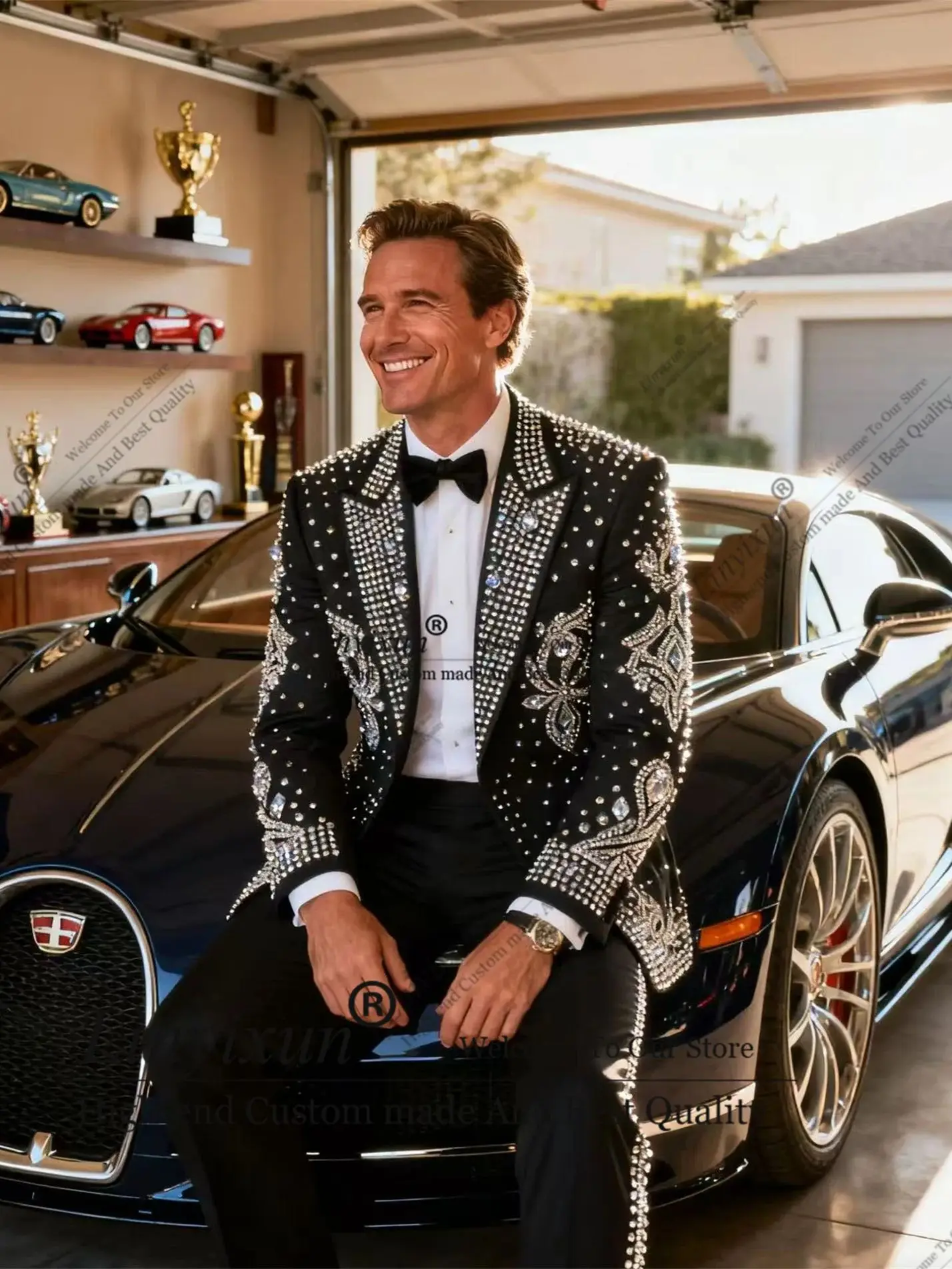 

Супер блестящие мужские костюмы с бриллиантовым орнаментом, индивидуальные приталенные смокинги, комплект из 2 предметов, мужские пиджаки для выпускного вечера, свадебные костюмы для мужчин