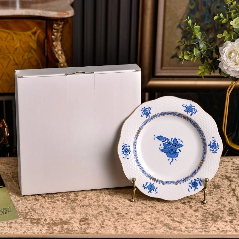 Vintage European Apone Blue Dinnerware Fish Plate Coffee Cup Floral Teapot Set Unique Home Wedding Housewarming Gift