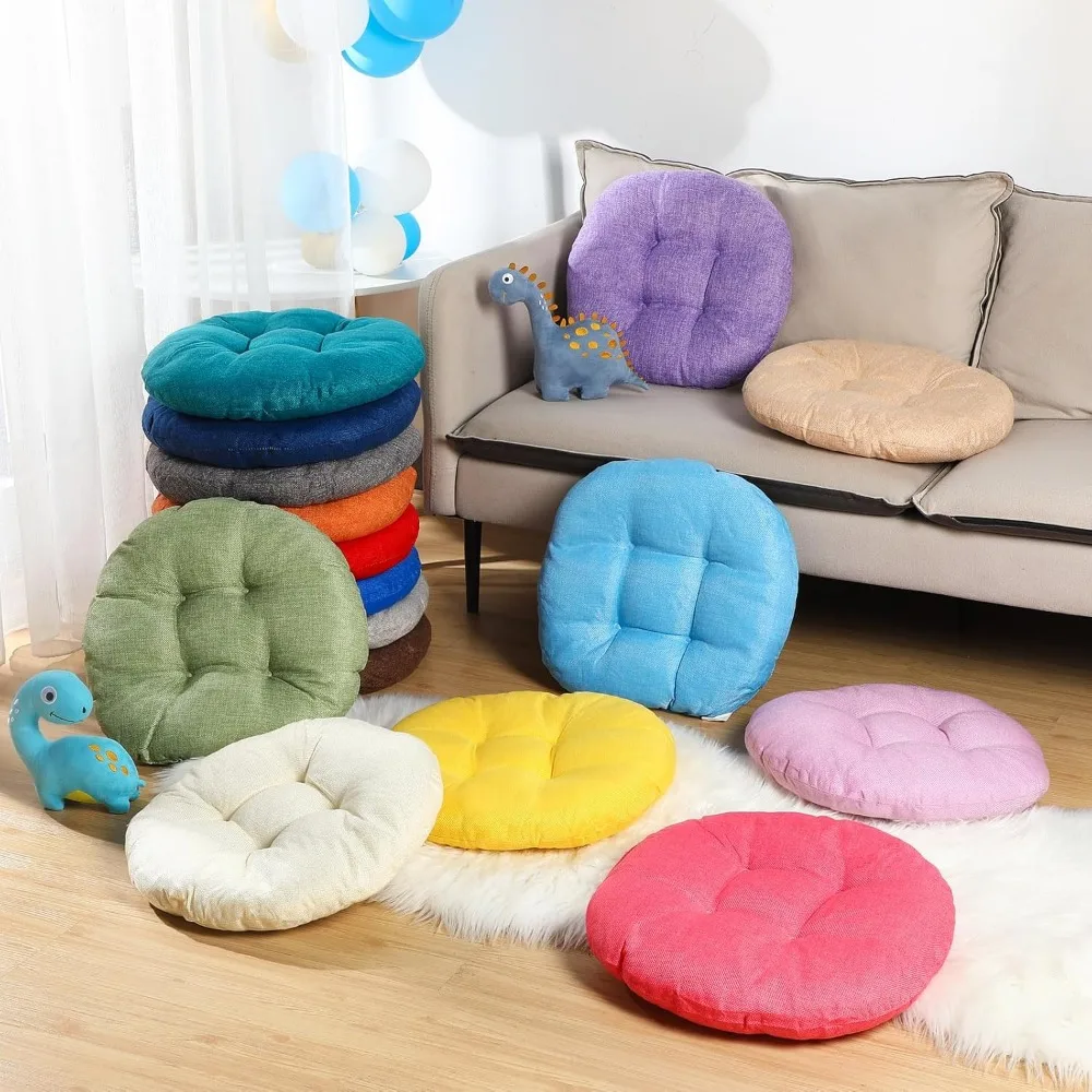 15 Inch Round Floor Cushions for Kids and Toddlers, Flexible Seating for Classroom Furniture 3.5 Inch Thick Floor Pillow for Hom