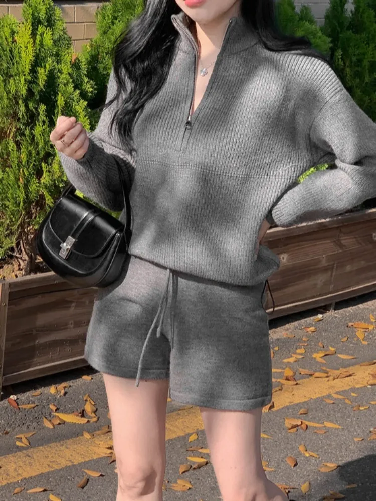 

Laid-ba Вязаный комплект с воротником-стойкой и ртами Шикарный осенне-зимний новый Sle Commute Wind Regular Fit Medium Softn