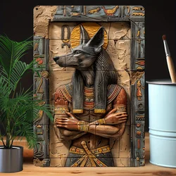 Vintage Anubis Of Egypt Metal Sign, Perfect For Bedroom, Living Room, Bathroom, Garden, Studio, Or Classroom Decor - Unique Gift