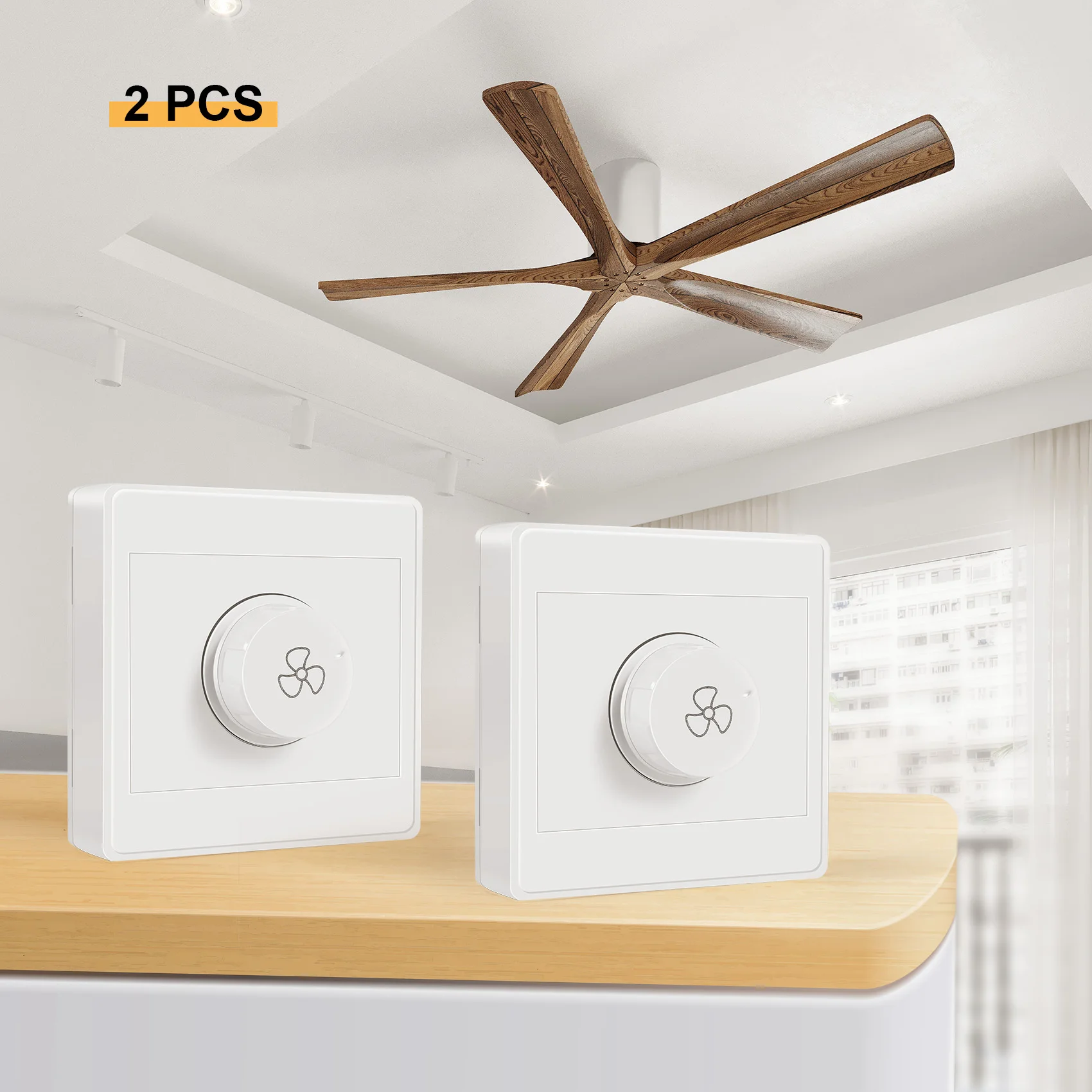 A26F-2Pcs Ceiling Fan Stepless Speed Governor Surface Mounted Fan Speed Switch