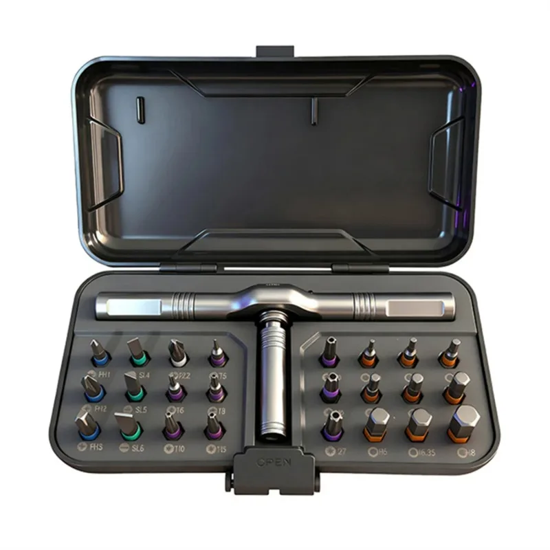 

24 in 1 Magnetic Ratchet Screwdriver Set Magnetic DIY Ratchet Handle Detachable Versatile Toolkit for PC Furniture, Bicycle