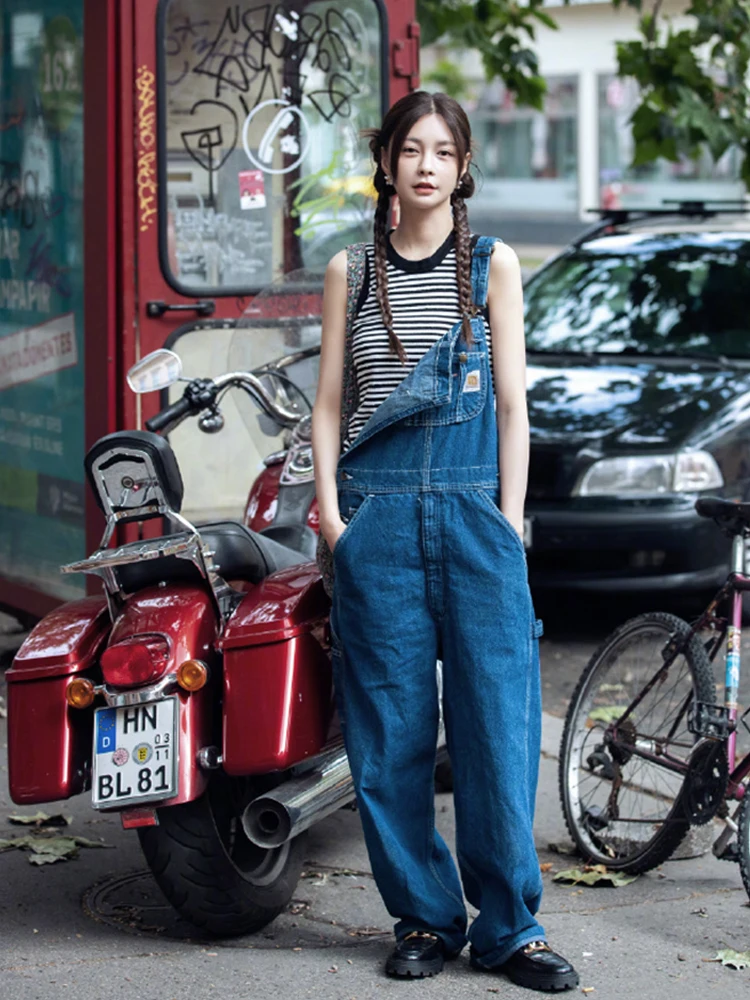 

Джинсовые комбинезоны с высокой талией для женщин, свободный крой, летние, модные, больших размеров, повседневные брюки с эффектом потертости, женские брюки