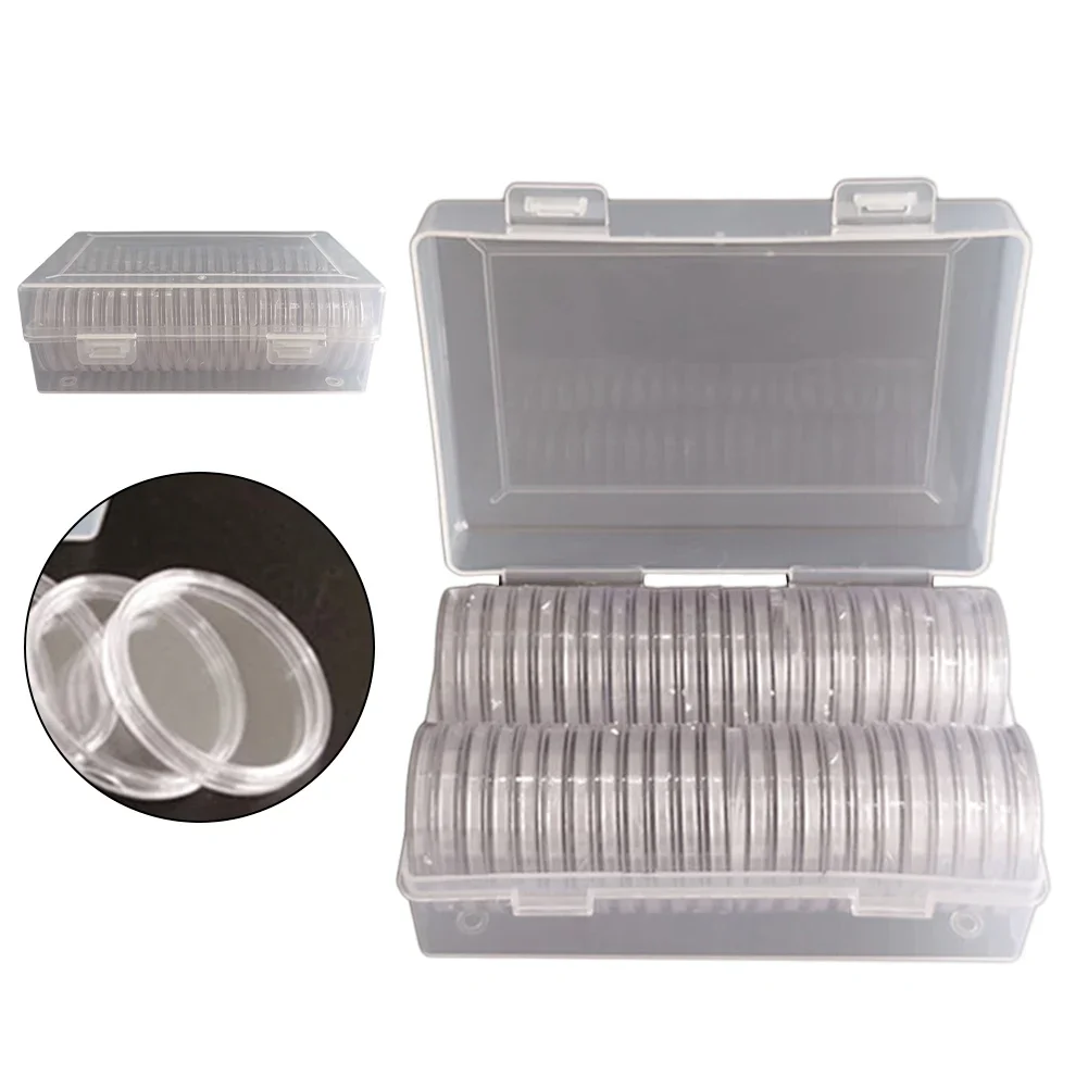 

50pcs Clear Coin Capsule Holder Case 40.6mm Transparent Commemorative Collectable Coin Medal Storage Box Collection Supplies