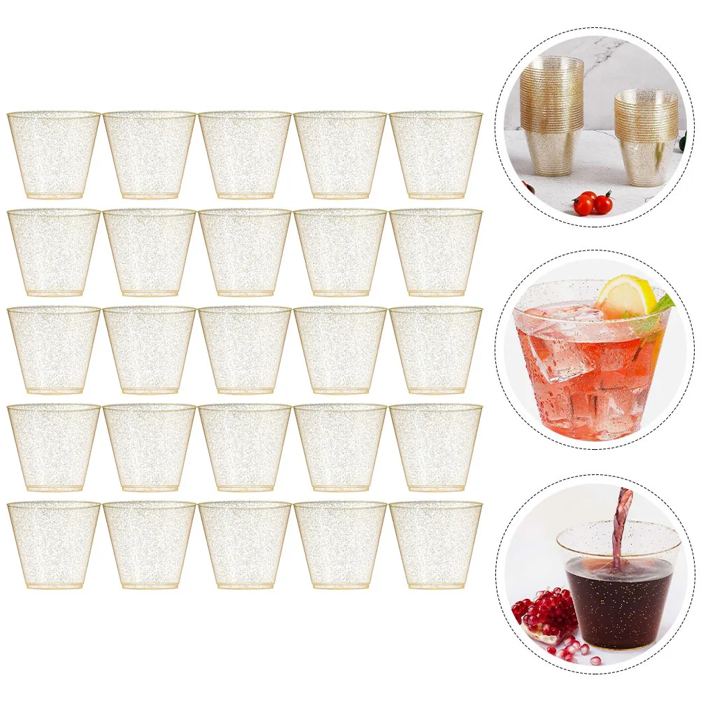 

25pcs Disposable Dessert Cups Clear Plastic Party Cups For Wedding Birthday Halloween Christmas Cocktail Juice Ice Cream Wine