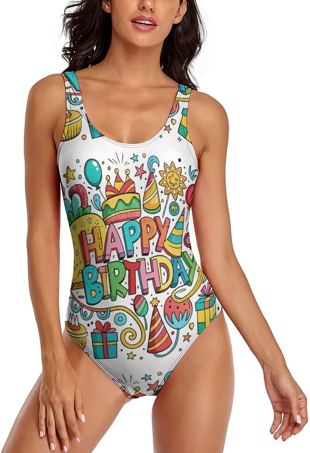 

Luxy Trio Women's Swimwear Cute Bathing Suit Coffee Cups Pattern Swimsuit Summer