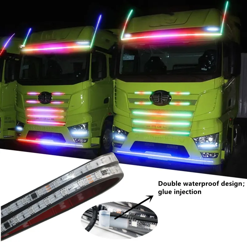 

24V 5050SMD Strobe Running Streamer Led strip lights Dynamic Streamer For Volvo Truck Tailgate Flexible DRL Car Styling