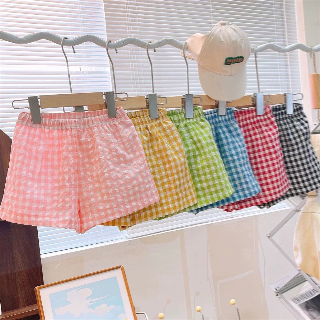 

Child Shorts Fashion Casual Plaid Shorts Outer Wear Toddler Simple Versatile Shorts Loose Shorts For Boys Girls Summer Pants