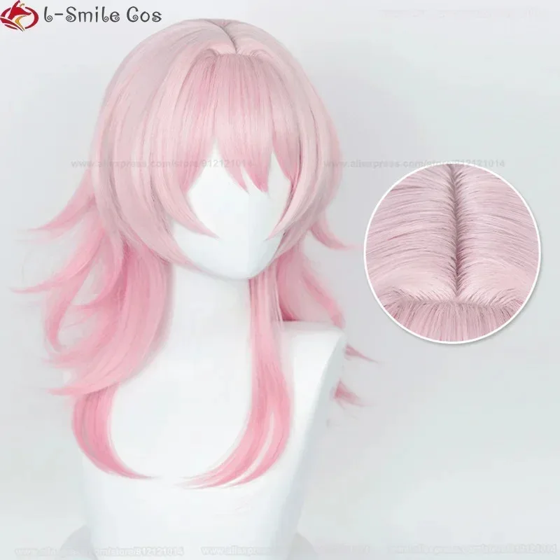 

7th 50cm длинные розовые градиентные термостойкие синтетические волосы Хэллоуин 7 марта аниме косплей парики + шапочка для парика