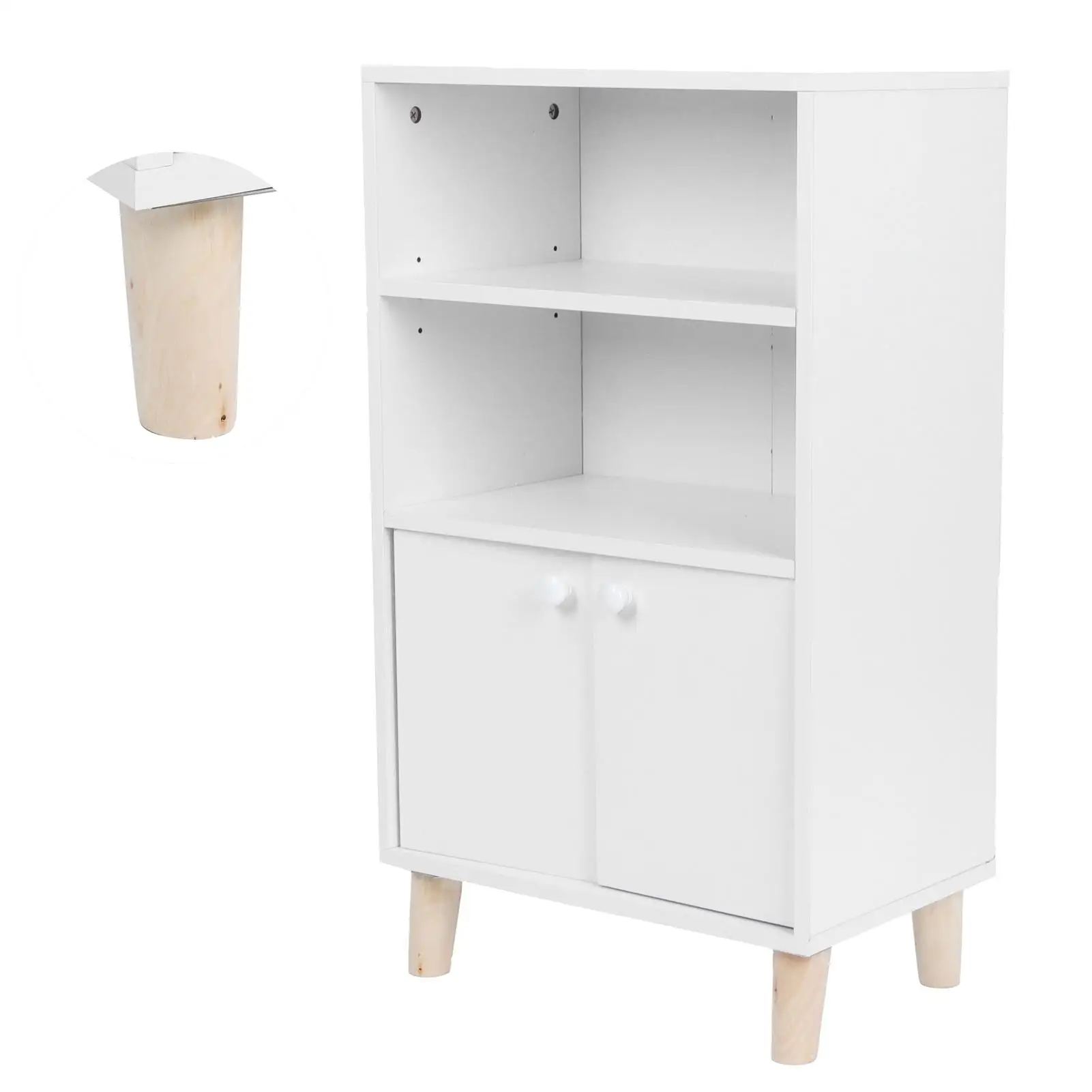 وحدة تخزين أرضية خشبية متعددة الوظائف لخزانة الحمام مع رفين لتنظيم المنزل